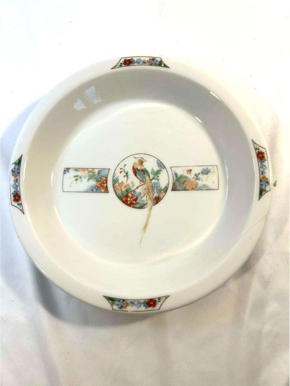Vintage Floral Ceramic Handpainted Plate White Porcelain Cottage Garden Design